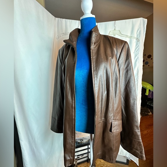 Genuine Leather Jacket in Deep Chocolate by Pamela McCoy Size 1X - Picture 3 of 11